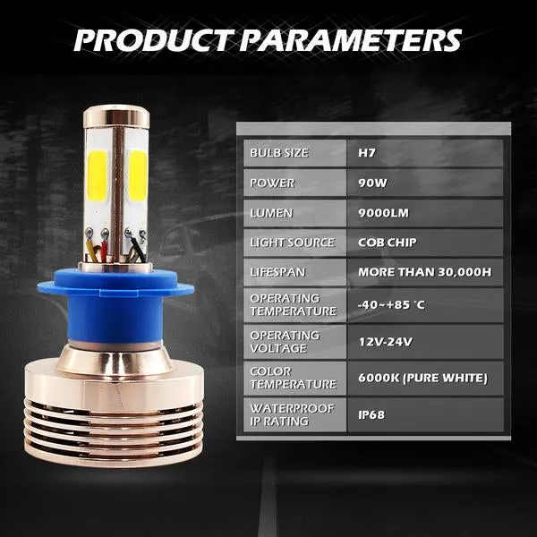 Xprite COB LED Headlight Conversion Kit 4S series - 9006/HB4 or 907/HB5 or H4 or H8/H9/H11 or H7 or H13