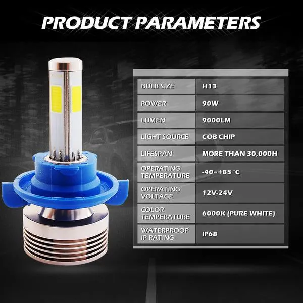 Xprite COB LED Headlight Conversion Kit 4S series - 9006/HB4 or 907/HB5 or H4 or H8/H9/H11 or H7 or H13