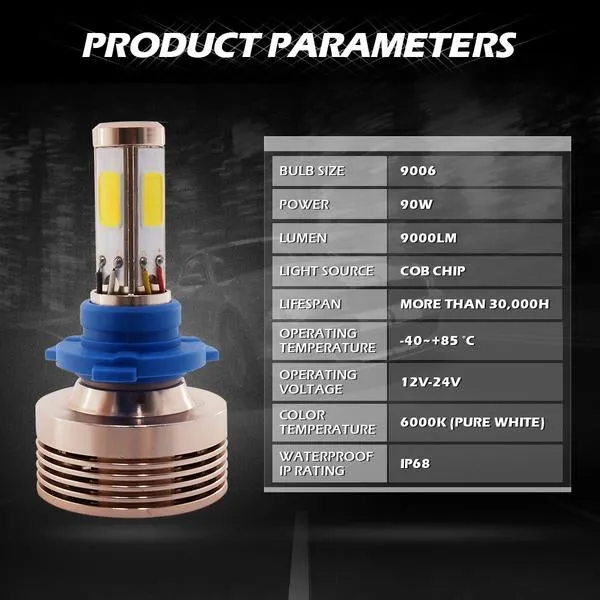 Xprite COB LED Headlight Conversion Kit 4S series - 9006/HB4 or 907/HB5 or H4 or H8/H9/H11 or H7 or H13