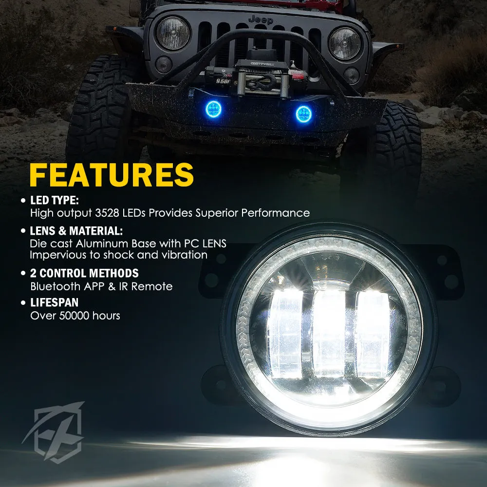 Xprite Fog Lights Chrysler PT Cruiser (2006-2010) 4 Inch RGB LED Halo Escapade Series