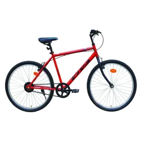 Zero Emission 26T Matt Red Single Speed City Bike with 19  Steel Frame for Adults Suitable for Age : 16years to Above || Height : 5 ft 2  to 5ft 11