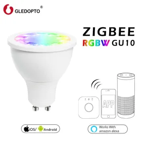 ZIGBEE rgbw gu10 spot light , rgbw rgb cct gu10 spotlight zigbee zll 5W AC100-240V led APP controller work with Amazon echo plus
