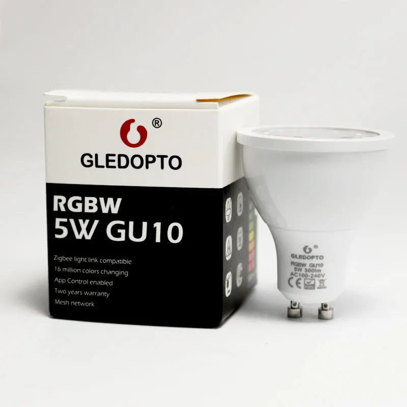 ZIGBEE rgbw gu10 spot light , rgbw rgb cct gu10 spotlight zigbee zll 5W AC100-240V led APP controller work with Amazon echo plus
