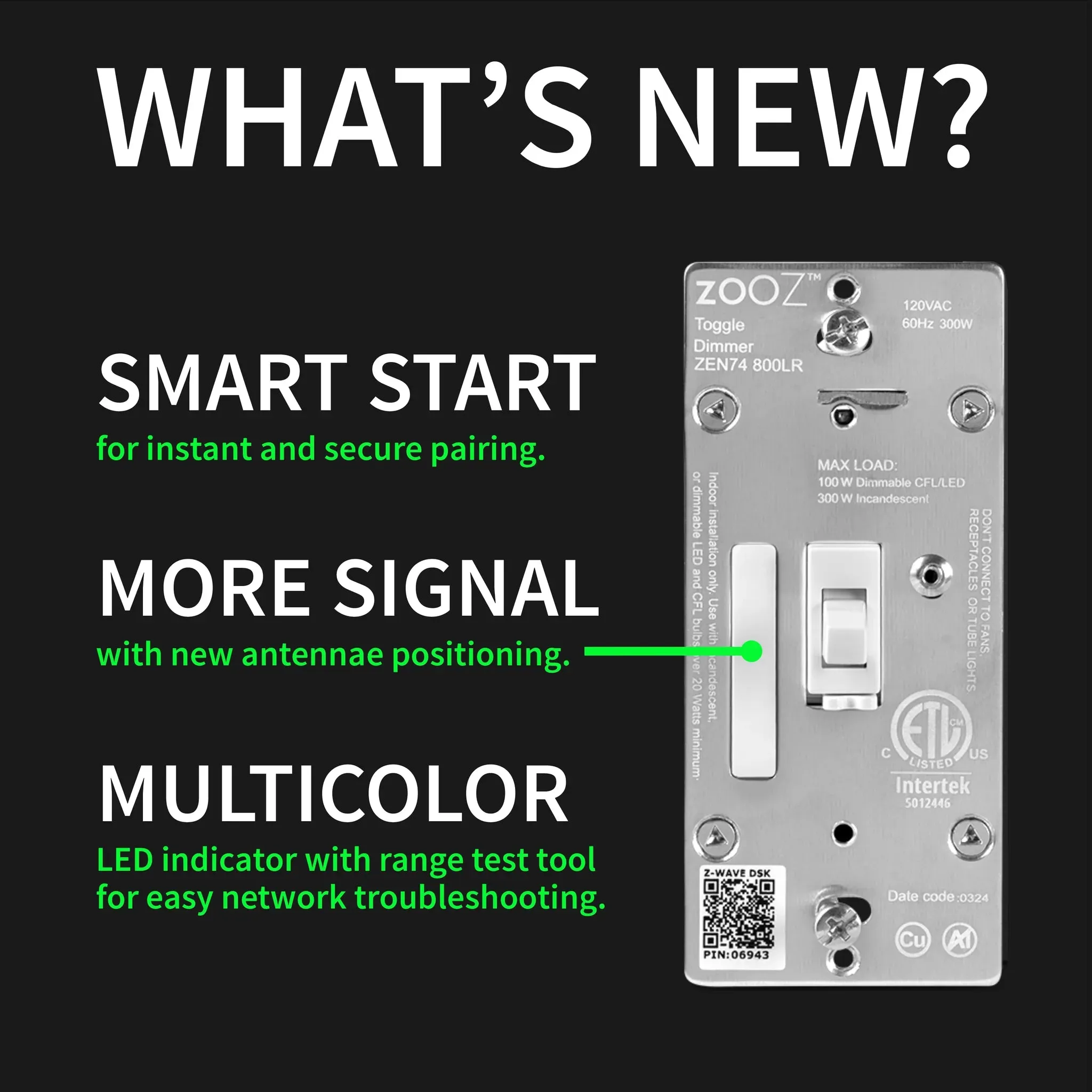 Zooz 800 Series Z-Wave Long Range S2 Toggle Dimmer Switch ZEN74 800LR
